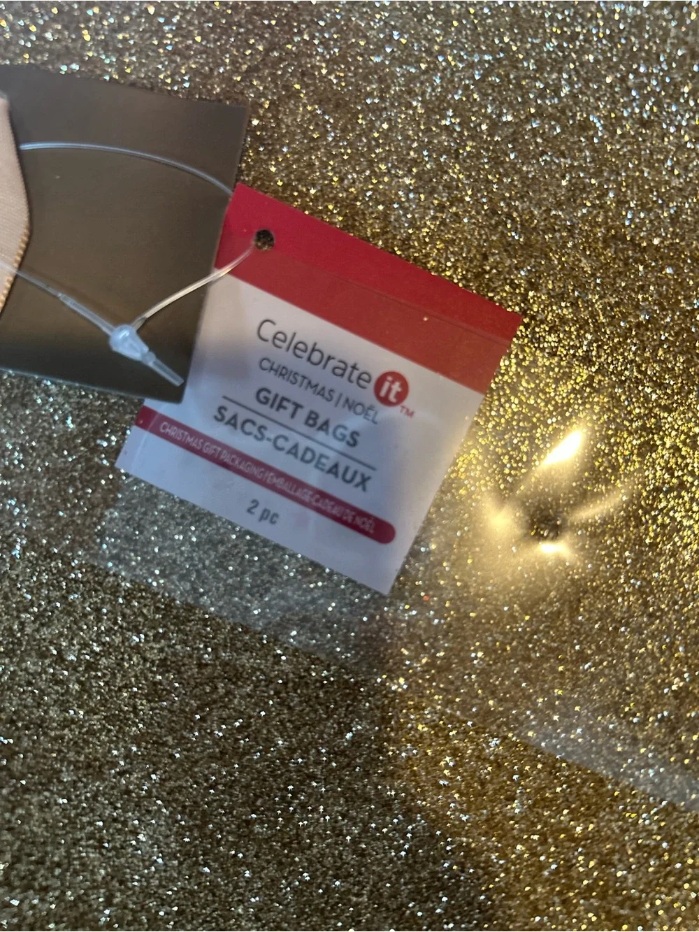 Celebrate It Gold and Black Glitter Christmas Gift Bags